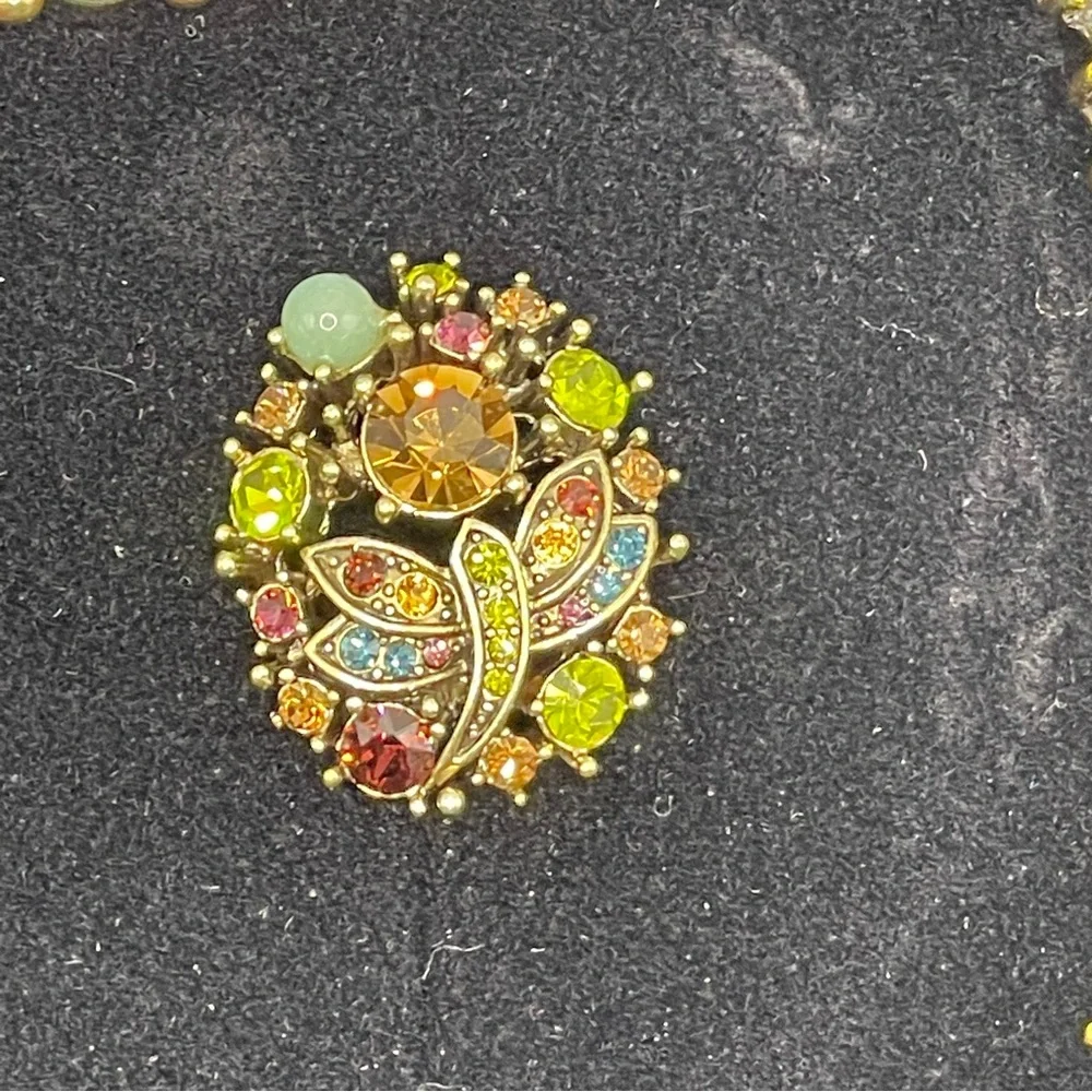 HEIDI DAUS Fantasy in Flight Crystal Dragonfly Collar Necklace Pierced Earrings
